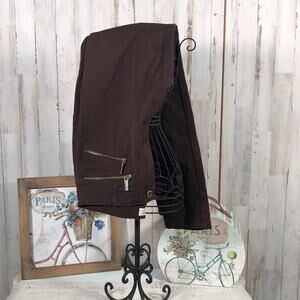 Michael Kors Double Zipper Skinny Cropped Dressy Stretch Jeans Brown Size 8